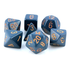 Opaque Dusty Blue w/gold 7pc dice Set